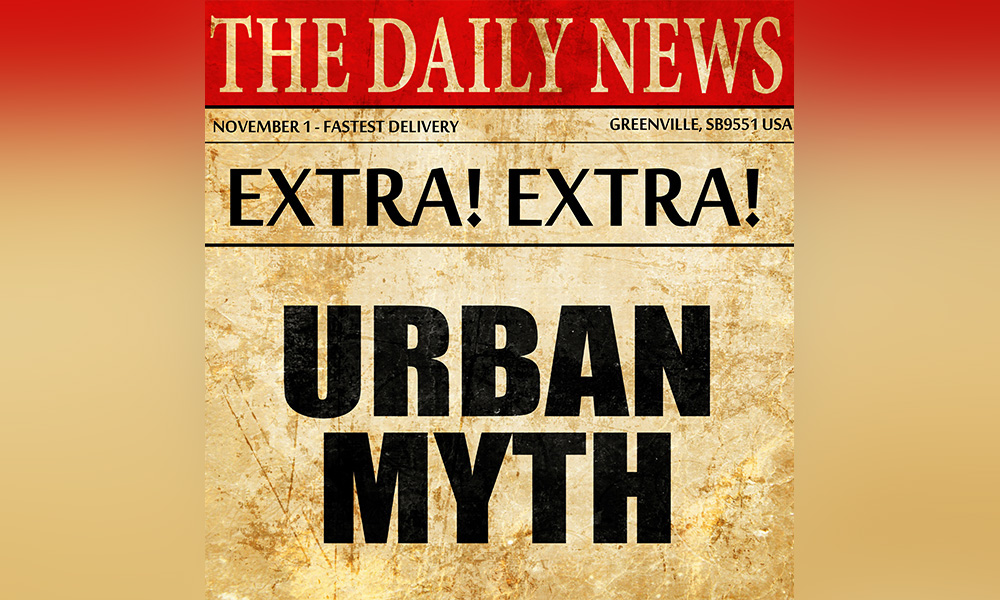 Image made to look like a newspaper with the headline "Extra! Extra! Urban Myth"